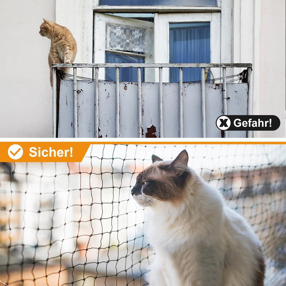 Katzennetz Balkon drahtverstärkt 10x2m UV-beständig Schwarz - Bild 2