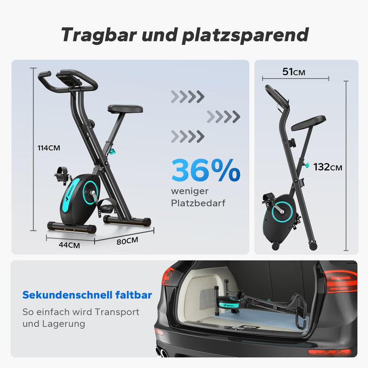 Heimtrainer klappbar mit LCD-Monitor 16 Stufen Magnetwiderstand - Bild 6