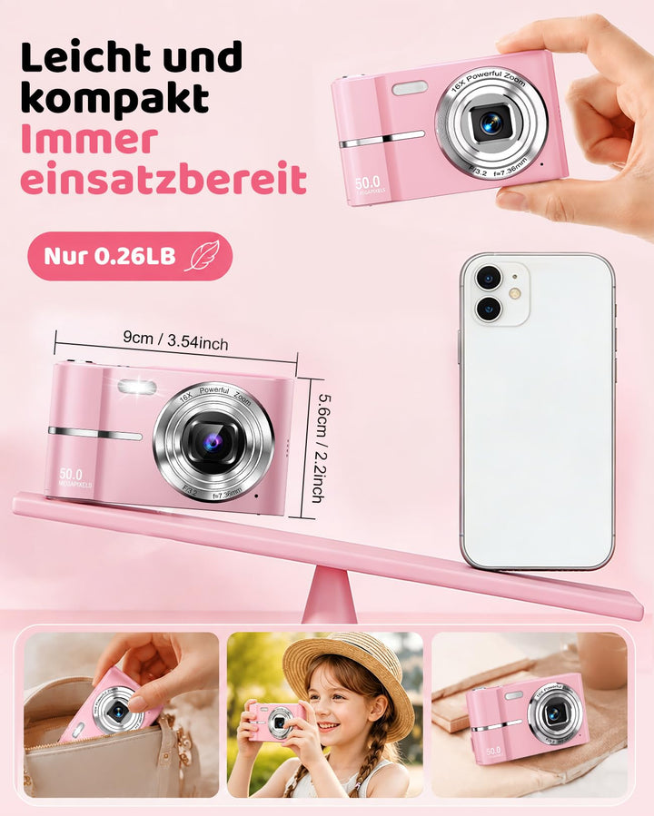 Digitalkamera 50MP 1080P mit 16x Zoom für Kinder und Teenager - Bild 9