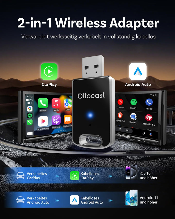 Kabelloser CarPlay &amp; Android Auto Adapter 2-in-1 USB-A/C - Bild 2