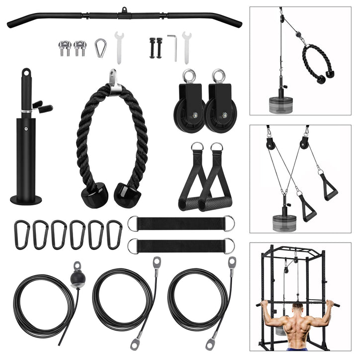 Kabelzug Fitness-Set mit 3 Griffen für Home Gym, 100 kg