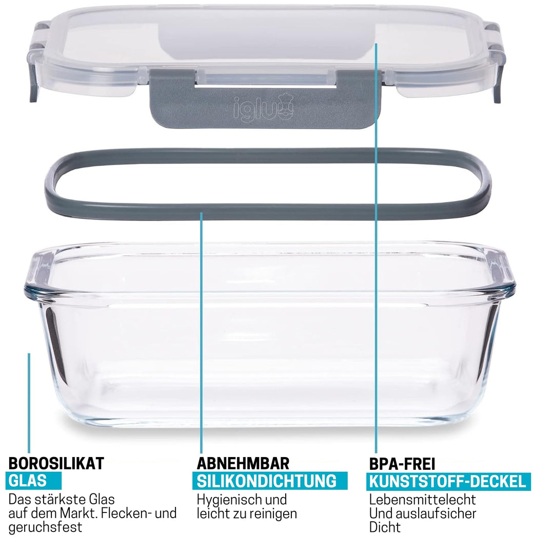 Meal Prep Boxen Glas 1050ml Borosilikat BPA-frei 5er-Set - Bild 6