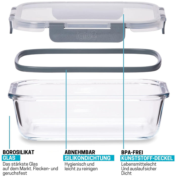 Meal Prep Boxen Glas 1050ml Borosilikat BPA-frei 5er-Set - Bild 6