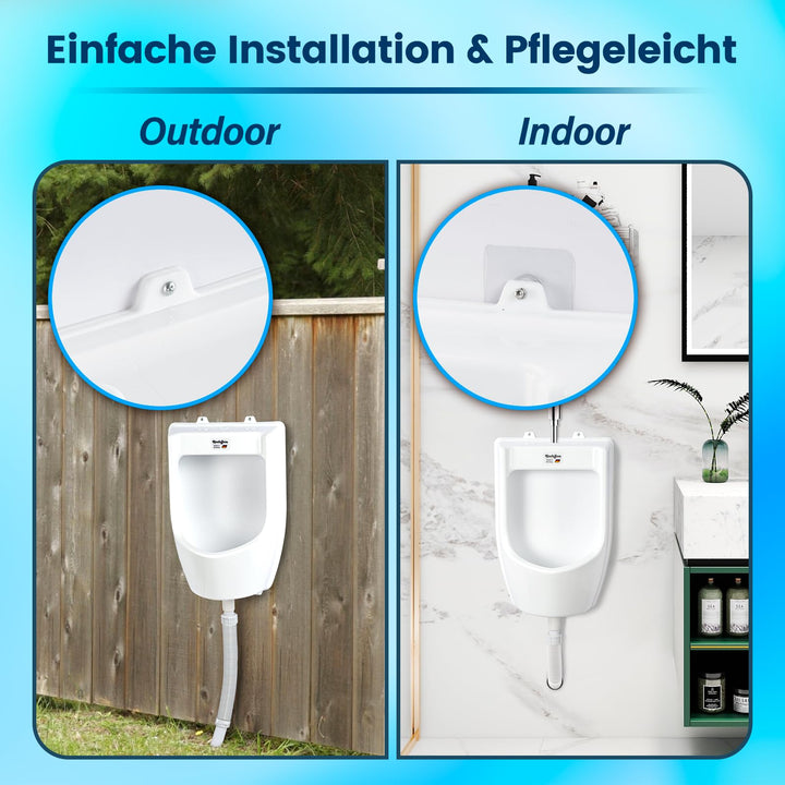 Urinal Wand PVC weiss mit Schlauch, Sieb &amp; Spülanschluss Outdoor - Bild 3