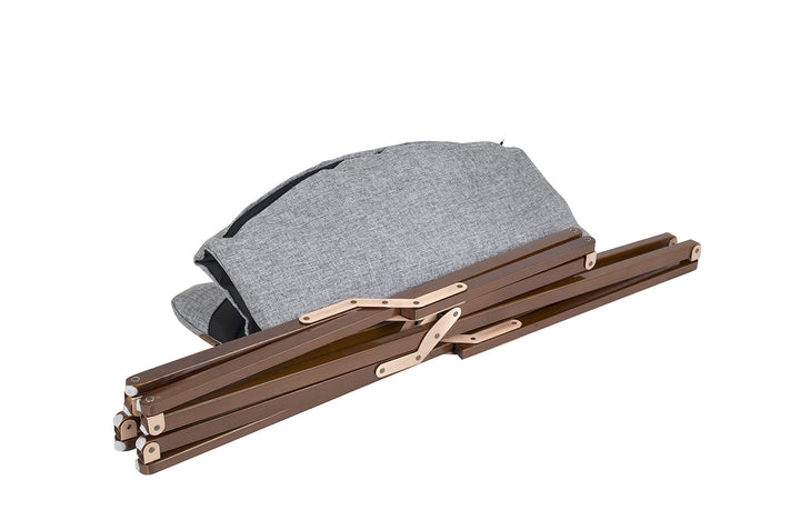 Relax-Camping-Stuhl FSC-Holzrahmen mit Kissen Leinenoptik Grau - Bild 7