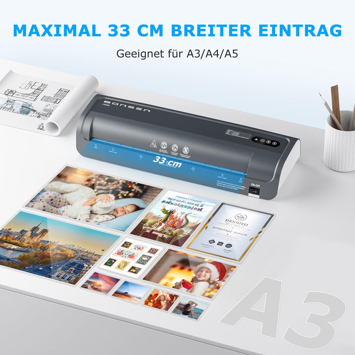 Laminiergerät A3 mit Anti-Klemm-Technologie, 3 Heizstufen, 100 Folien - Bild 2