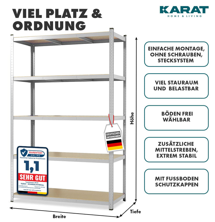 Schwerlastregal Stahl verzinkt 180x90x60 cm 5 Böden Steckregal - Bild 2