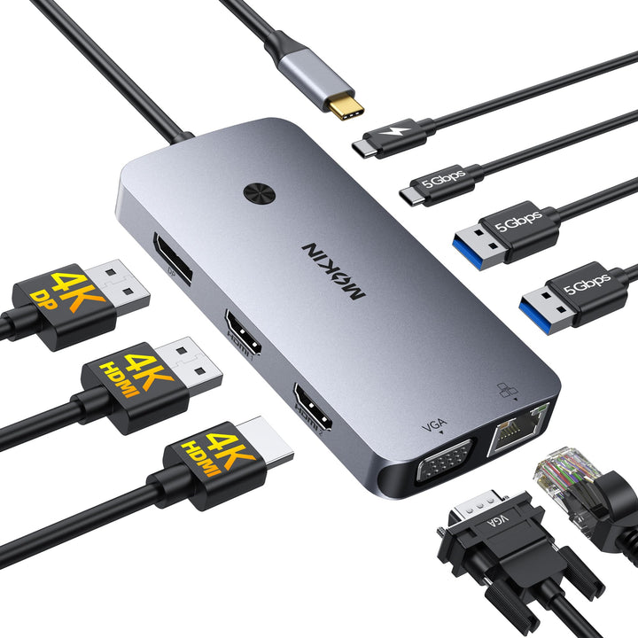 USB-C Docking Station 9-in-1 Triple Display für 2-4 Monitore
