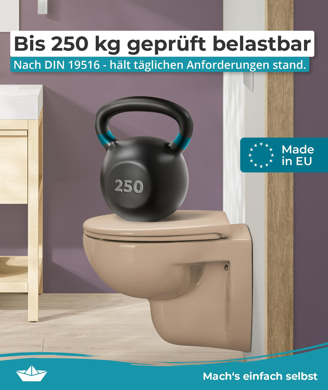 WC Sitz oval Duroplast Beige-Bahamabeige mit Absenkautomatik 250 kg - Bild 6