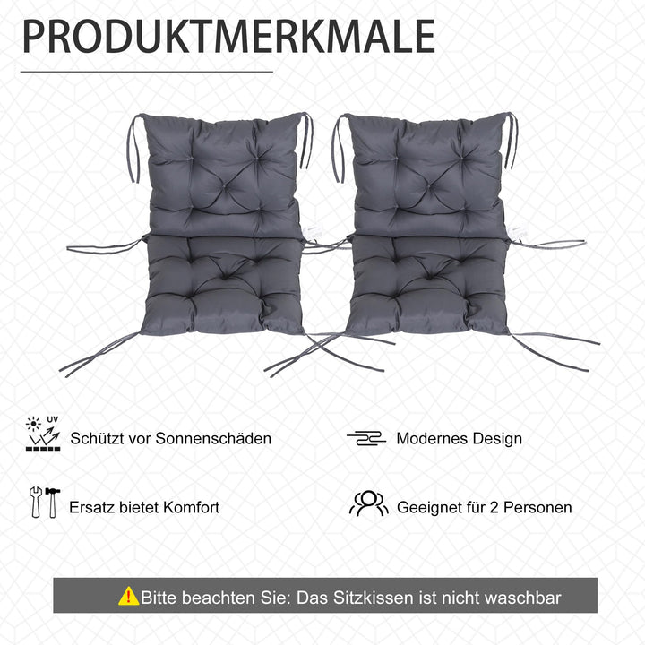 Sitzkissen 2er-Set mit Bindebändern wasserabweisend 98x50 cm - Bild 4