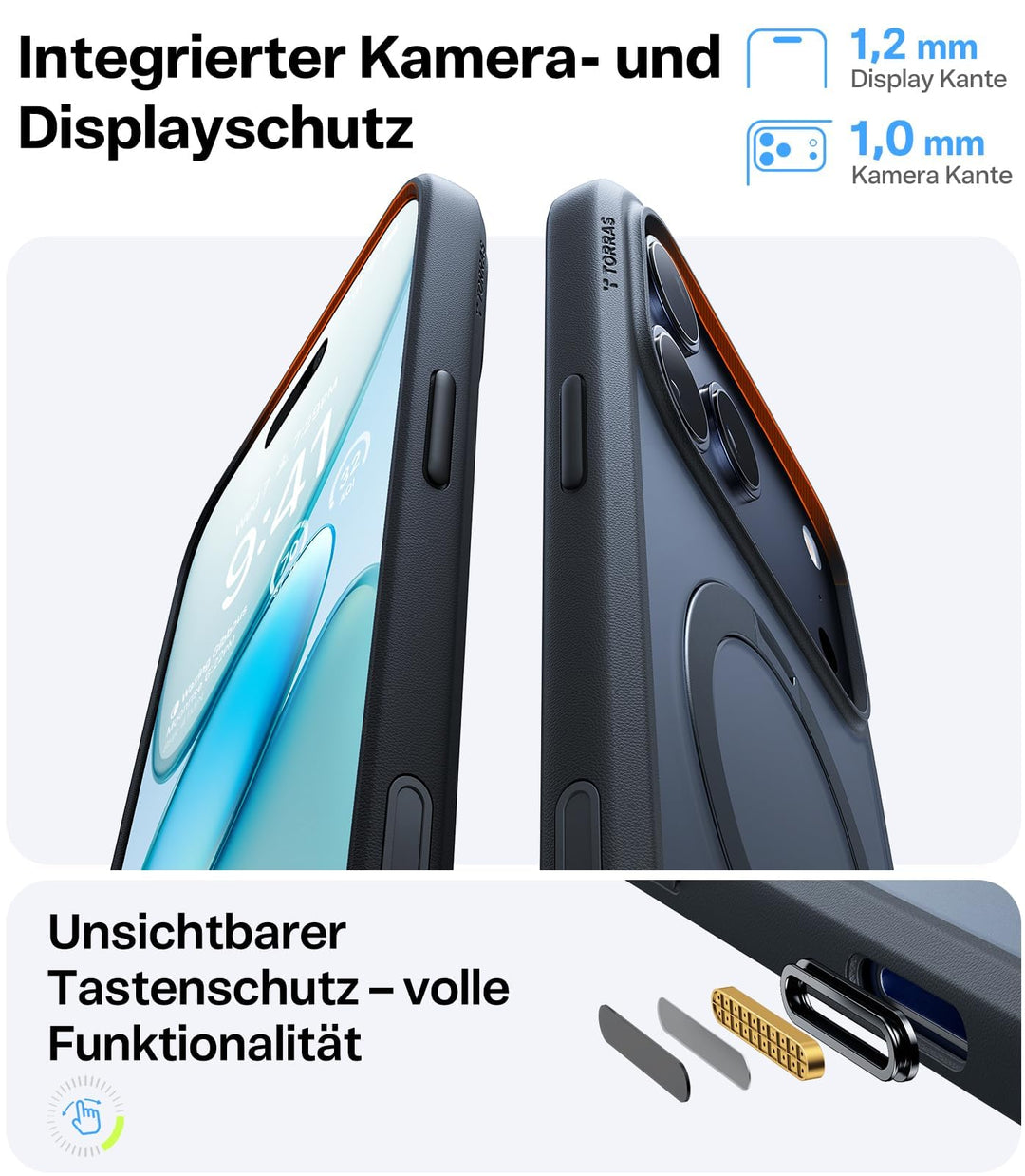 iPhone 17 Pro Hülle mit 360° MagSafe-Ständer stoßfest Schwarz - Bild 7