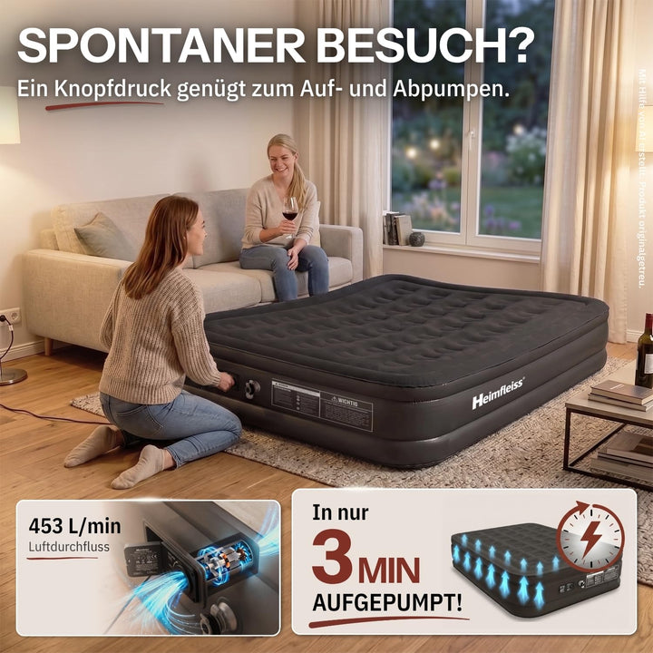 Luftmatratze selbstaufblasend 150x200 cm 46 cm hoch für 2 Personen - Bild 4
