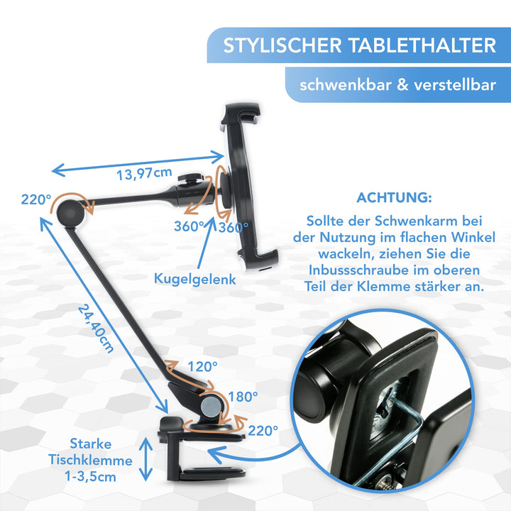 Tablet-Halterung Aluminium Tischklemme 4,7–12,9 Zoll flexibel - Bild 6