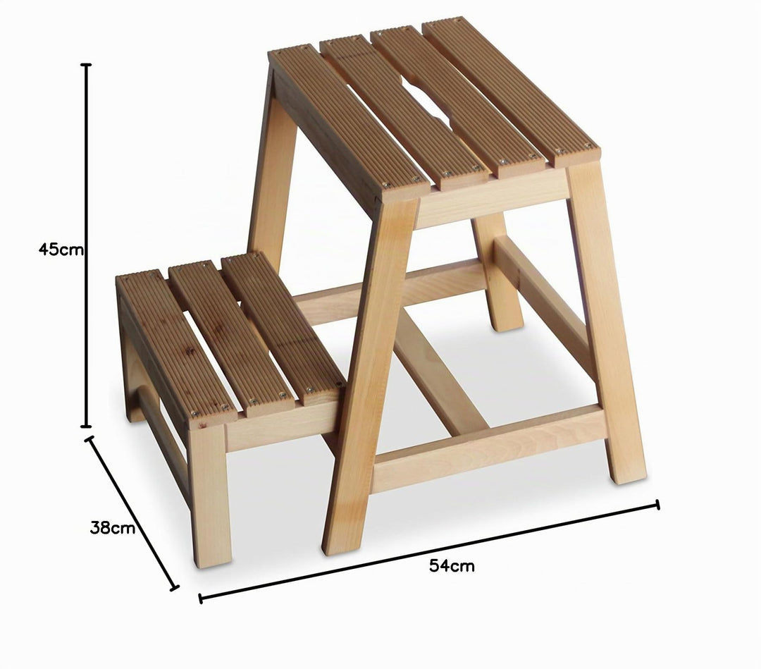 Tritthocker 2-stufig Buchenholz klappbar 38x54x45 cm Haushalt - Bild 7