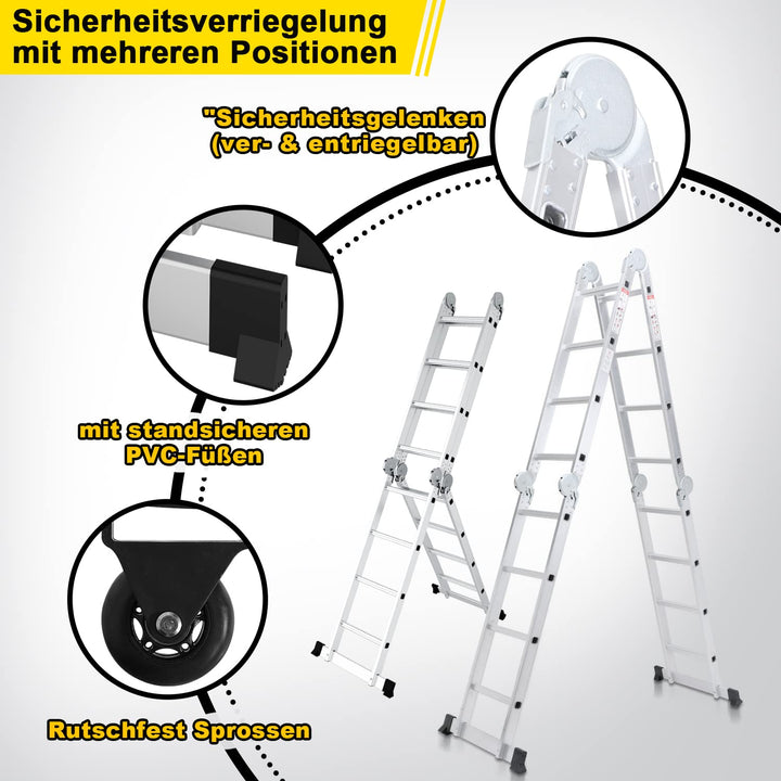 Mehrzweckleiter Alu 7-in-1 mit Plattform 470 cm 16 Sprossen - Bild 4