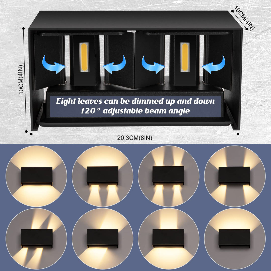 LED Wandleuchte 24W 2er-Set Aluminium IP65 3000K Innen/Aussen - Bild 2