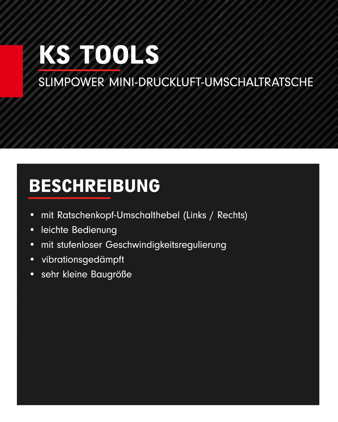 Druckluft-Ratsche 1/2" Mini SlimPOWER 30 Nm mit Umschalthebel - Bild 5
