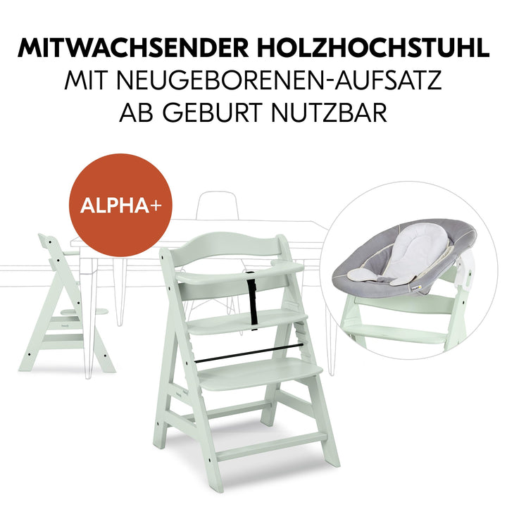 Hochstuhl Buchenholz 4-in-1 Set mit Bouncer &amp; Wippe ab Geburt - Bild 3