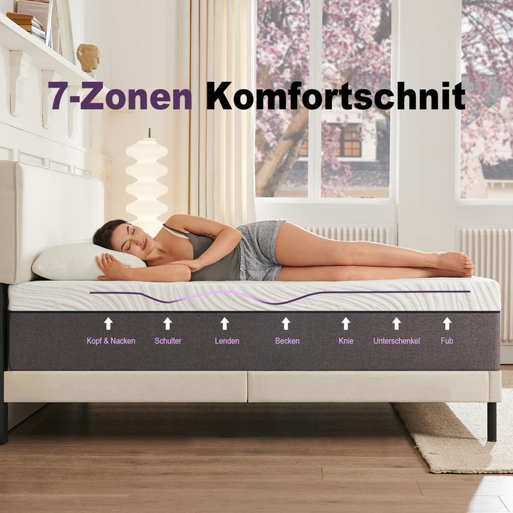 Kaltschaummatratze 140x200 Gel-Memory-Foam H3 orthopädisch