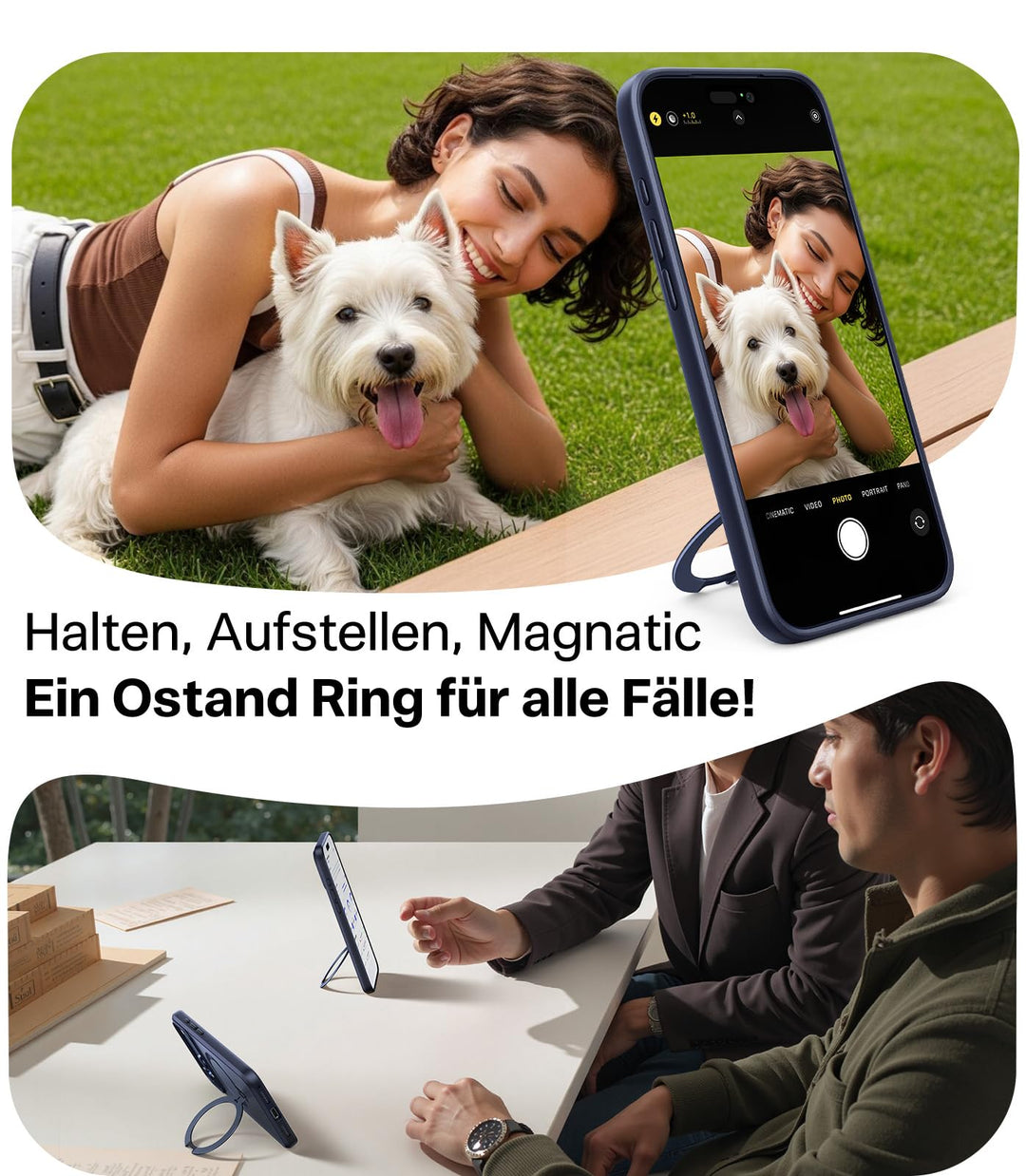 iPhone 17 Pro Hülle 360° MagSafe Ständer Blau Militärschutz - Bild 4