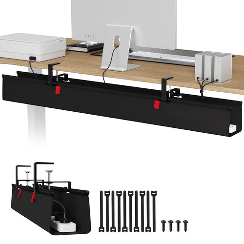 Kabelkanal Schreibtisch 120 cm Ohne Bohren Oxford-Stoff Schwarz
