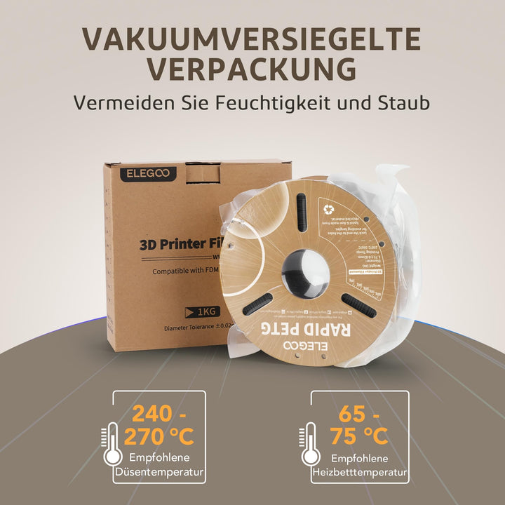 PETG Filament 1.75mm Schwarz &amp; Weiss 4x1kg Hochgeschwindigkeit - Bild 6
