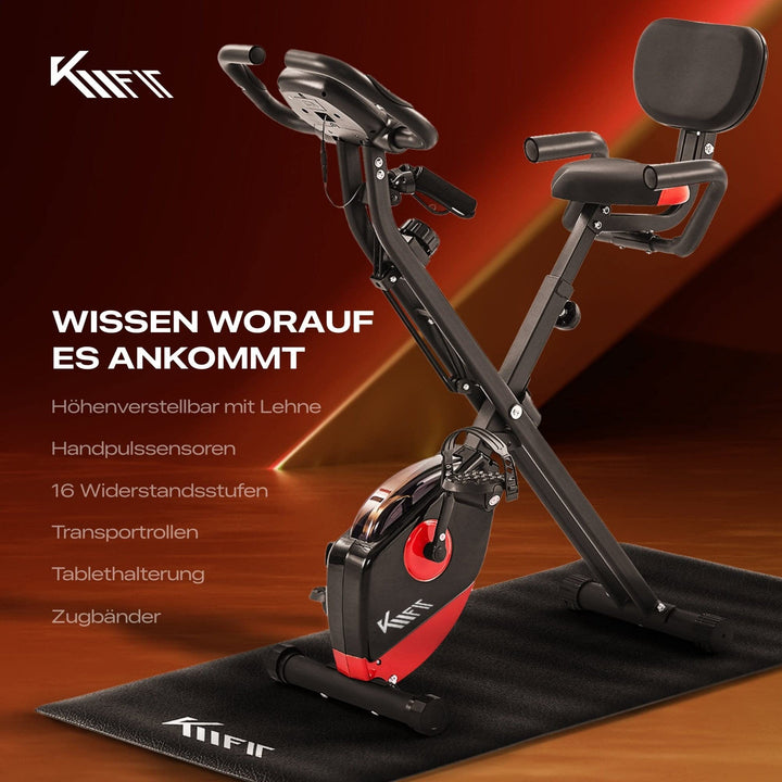 Heimtrainer Fahrrad klappbar 2-in-1 mit Zugbaendern, 16 Stufen - Bild 5