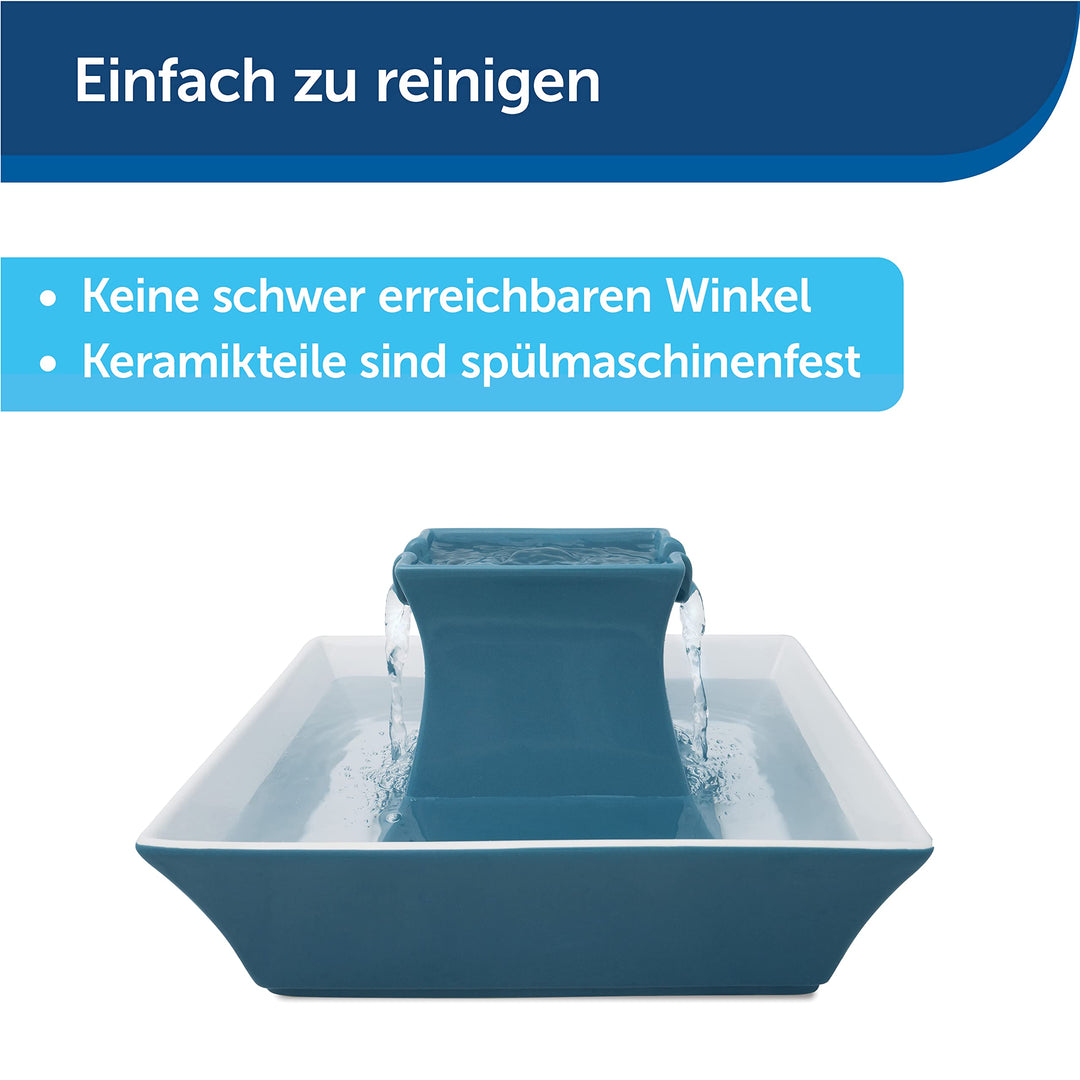 Katzentrinkbrunnen Keramik 2L mit Doppelwasserfall für Katzen - Bild 5