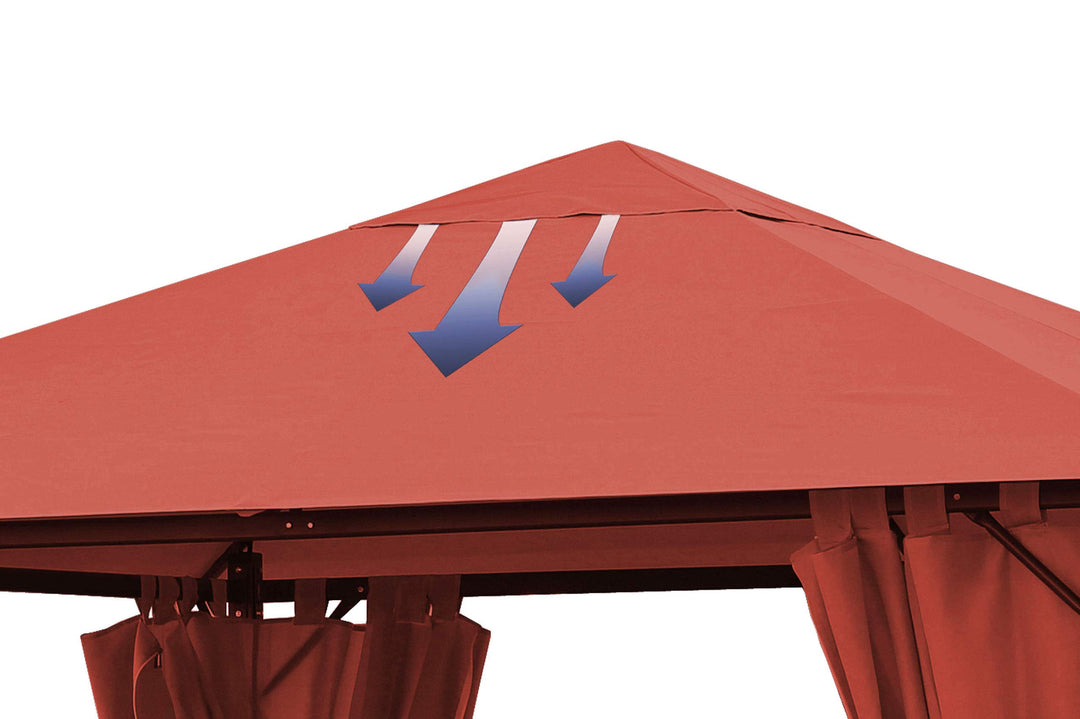 Pavillon Ersatzdach 3x3m Polyester wasserabweisend Terra/Rotorange - Bild 3