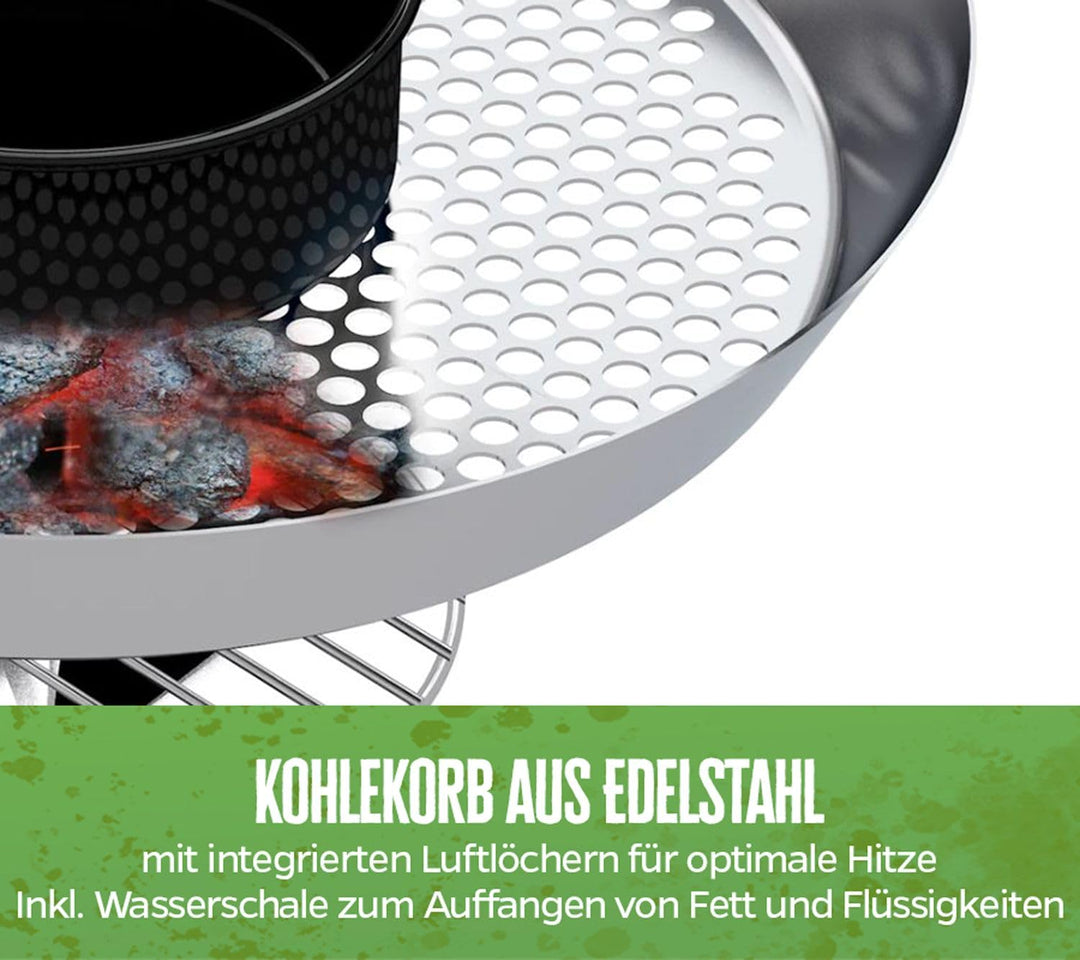 Holzkohle-Kugelgrill 480 C schwarz mit Slide-Trichter &amp; Smoker-Funktion - Bild 4