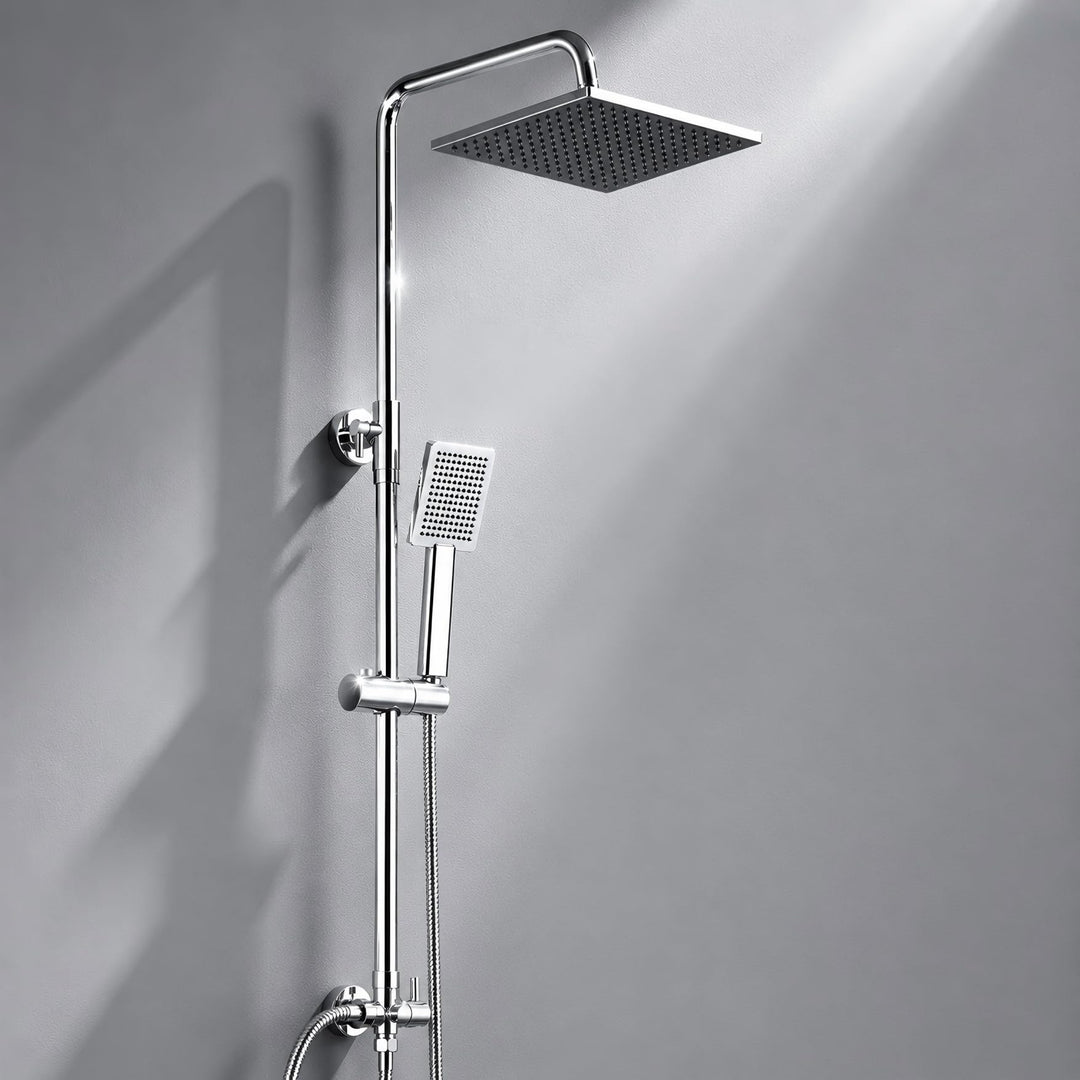Regendusche ohne Armatur Edelstahl 25x25cm höhenverstellbar 74-109cm