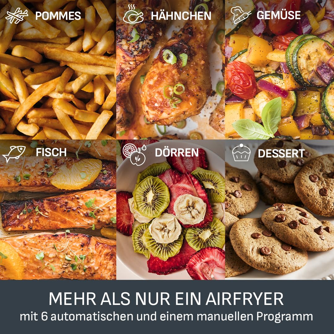 Heissluftfritteuse Doppelkammer 11 L für 8-10 Personen grau - Bild 7