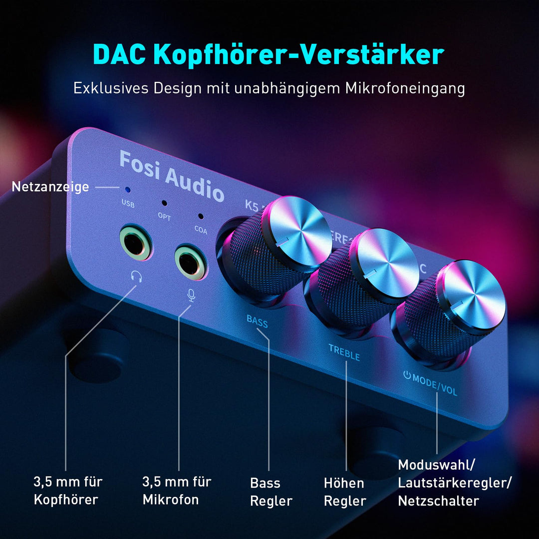 DAC Kopfhörerverstärker USB-C/Optisch/Koaxial 24bit/192kHz Gaming HiFi - Bild 7