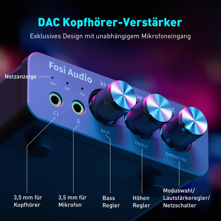 DAC Kopfhörerverstärker USB-C/Optisch/Koaxial 24bit/192kHz Gaming HiFi - Bild 7