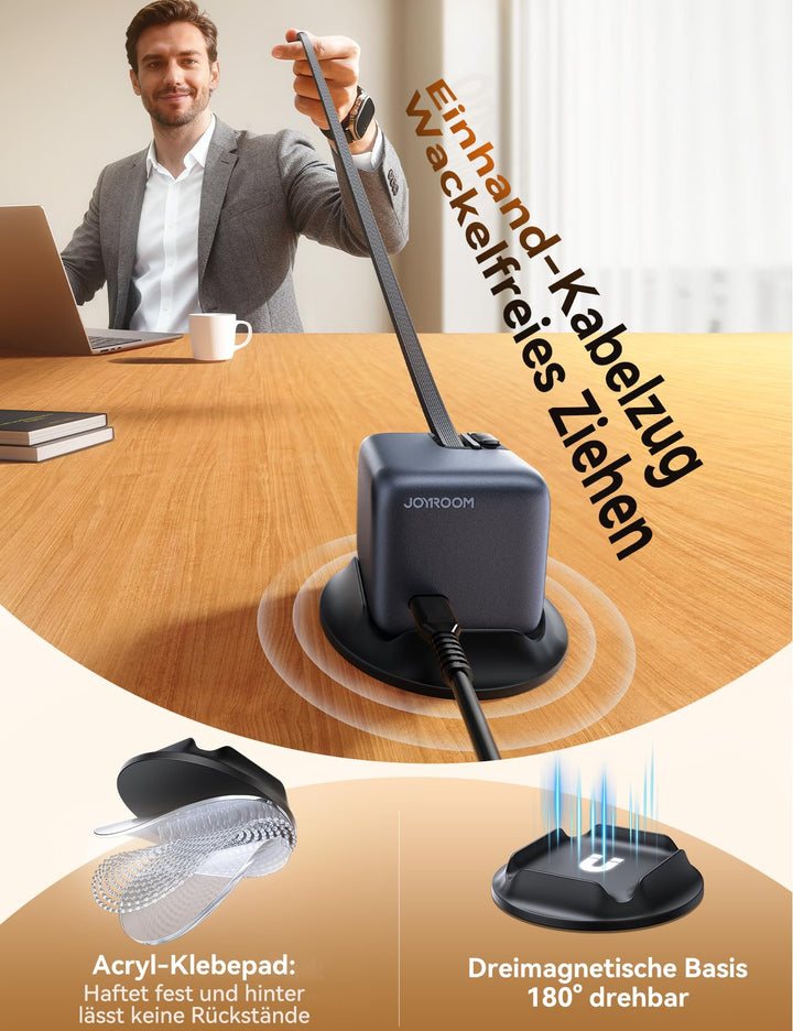 GaN Ladestation 140W 5-in-1 mit 2 einziehbaren USB-C-Kabeln LCD - Bild 6