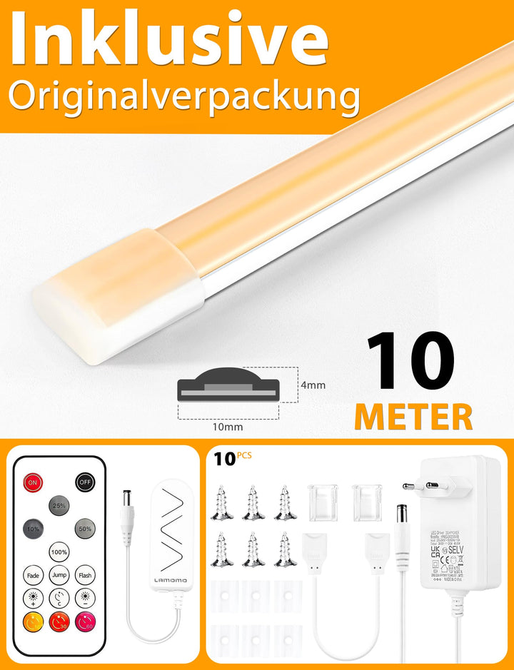 COB LED Streifen 10m Warmweiss Dimmbar IP65 mit Fernbedienung - Bild 6
