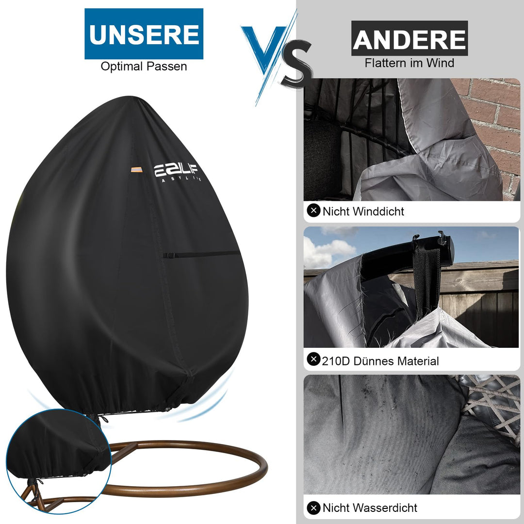 Hängesessel Schutzhülle 420D Oxford wasserdicht 230x200 cm schwarz - Bild 6