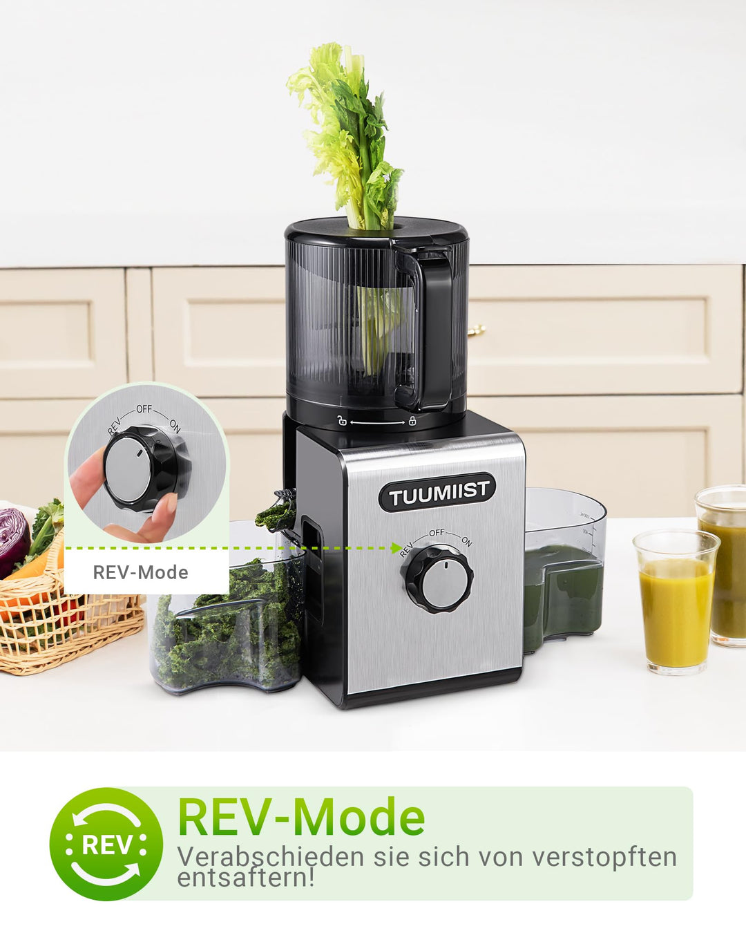 Slow Juicer XXL 150mm Einfülltrichter 3L fuer ganze Fruechte - Bild 8