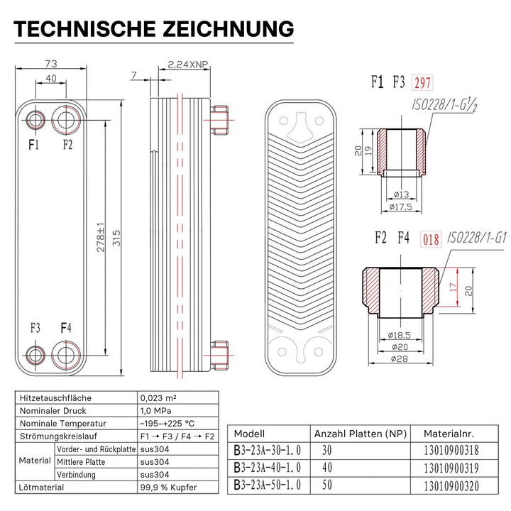 Plattenwärmetauscher 50 Platten Edelstahl max. 210 kW Heizung Solar - Bild 7