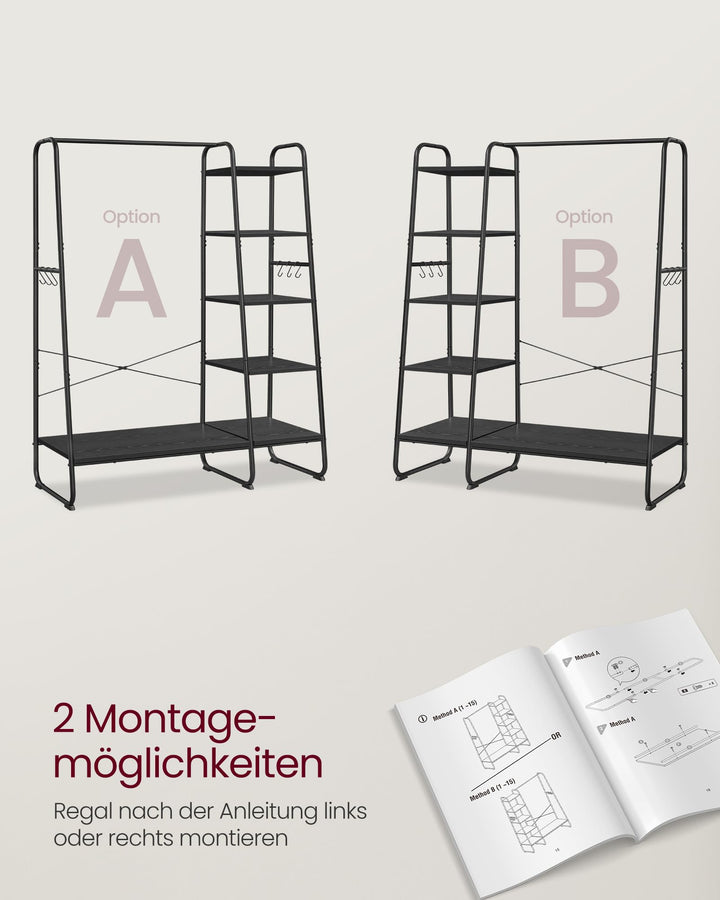 Kleiderständer Stahl Spanplatte 45x120x160 cm mit 5 Regalebenen - Bild 5