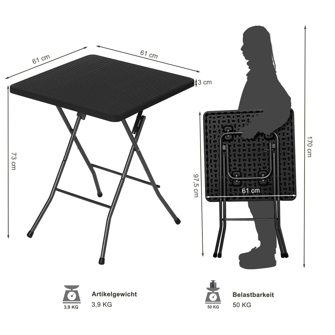Klapptisch Rattanoptik klappbar 61x97,5 cm bis 50 kg Traglast - Bild 3