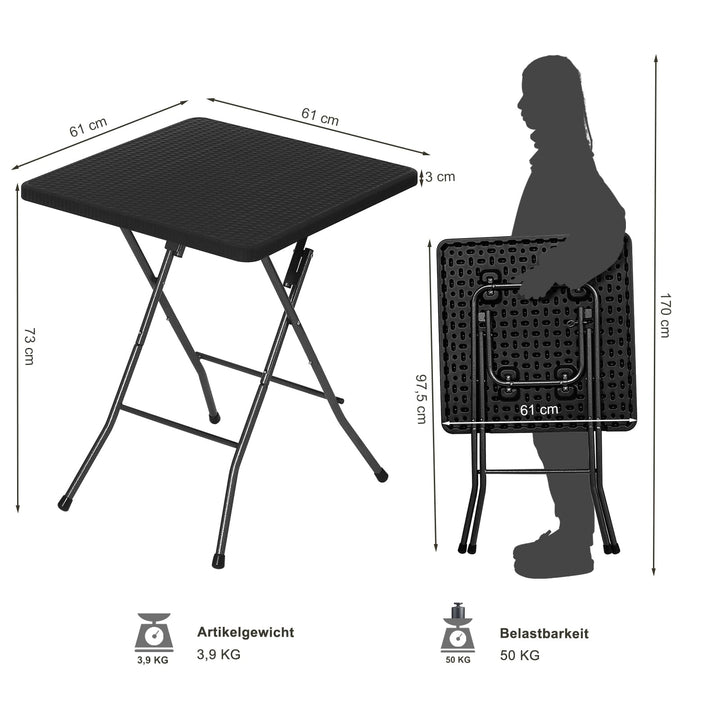 Klapptisch Rattanoptik klappbar 61x97,5 cm bis 50 kg Traglast - Bild 3