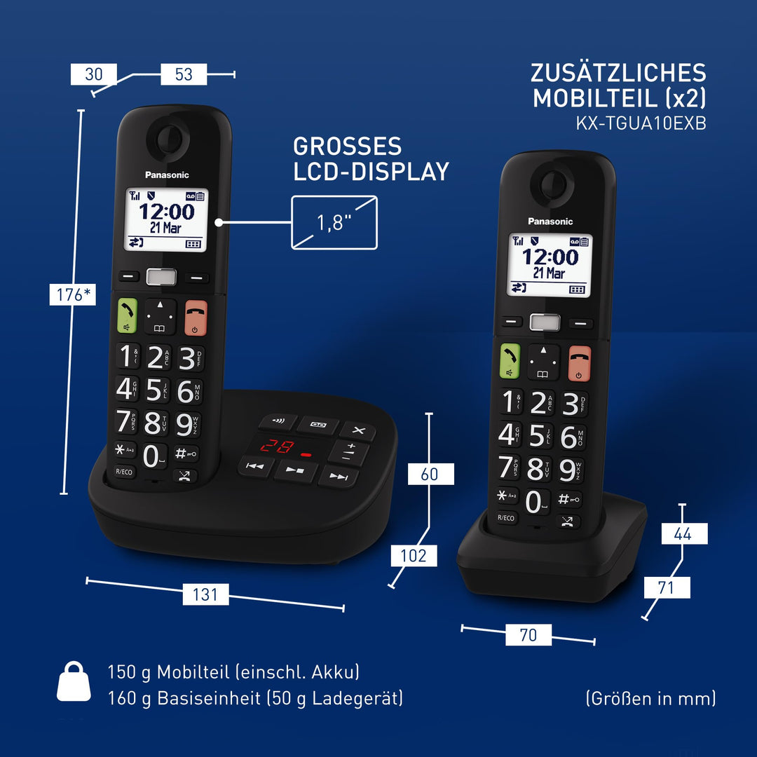 Schnurlostelefon Set mit Anrufbeantworter 3 Mobilteile grosse Tasten Senioren - Bild 7