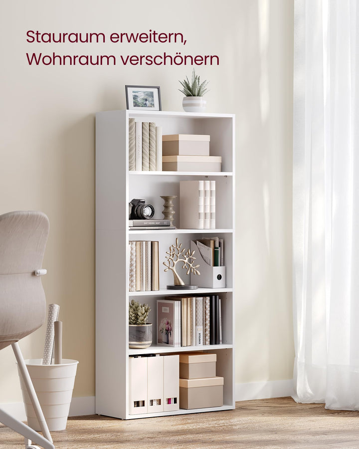 Standregal 5 Ebenen mit verstellbaren Ablagen, 60x24x134 cm, Weiss - Bild 4
