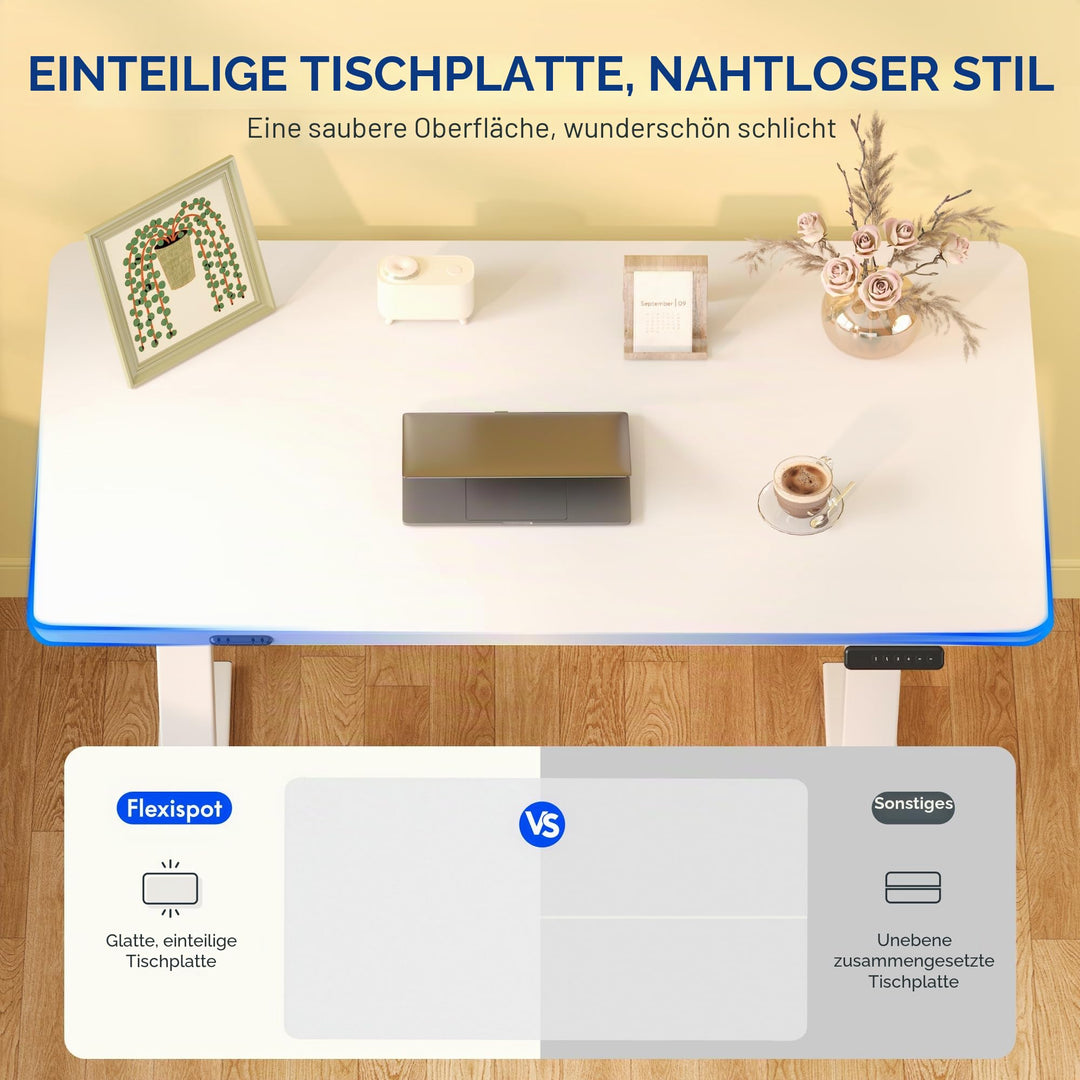 Höhenverstellbarer Schreibtisch Elektrisch 120x60cm Stahl Weiss - Bild 4