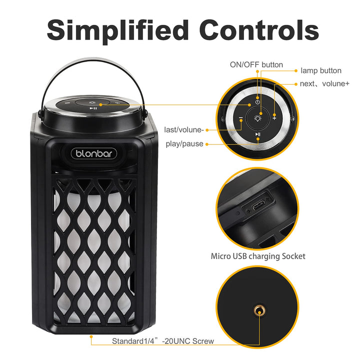Bluetooth Lautsprecher mit Flammenlicht IP65 Outdoor Taschenlampe - Bild 7