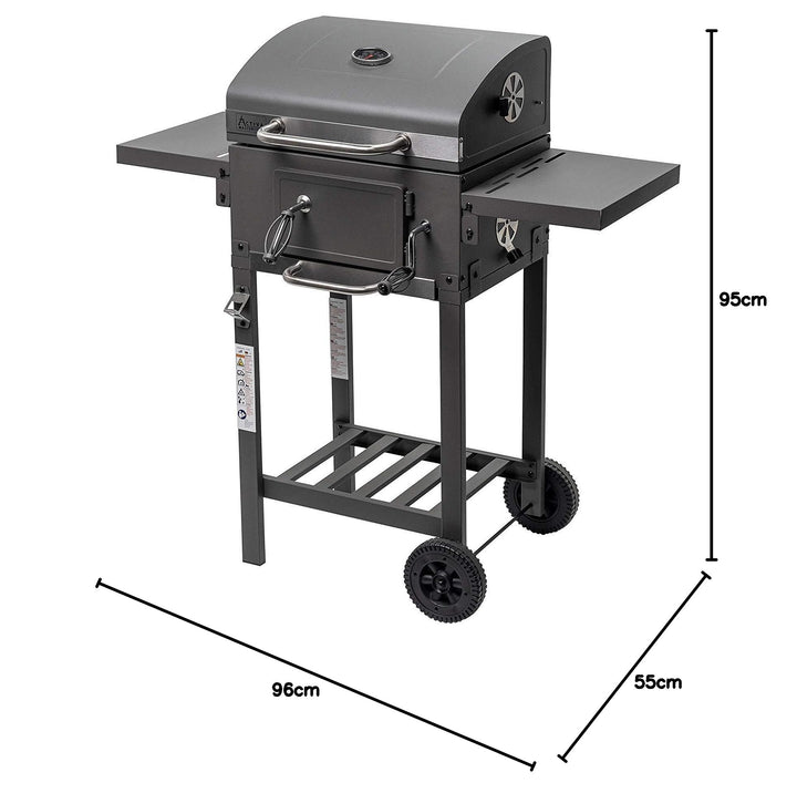 Holzkohlegrill mit Deckel Gusseisen-Rost höhenverstellbar Grillwagen - Bild 10