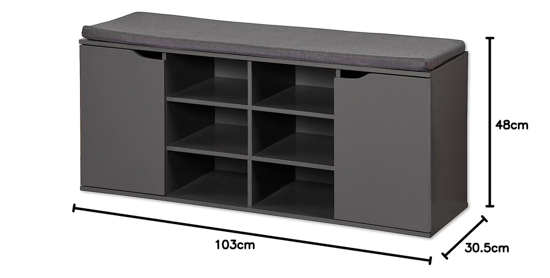 Schuhschrank mit Sitzkissen Spanplatte grau 103 cm Flur