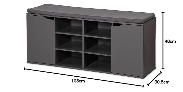 Schuhschrank mit Sitzkissen Spanplatte grau 103 cm Flur