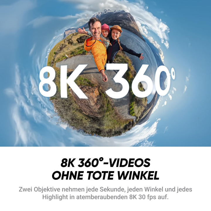 360-Grad-Actionkamera 8K 30fps mit Selfie-Stick, 165g leicht - Bild 5